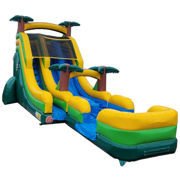 19'H 2-Lane Palm Tree Screamer Slide w/ Slip n Splash