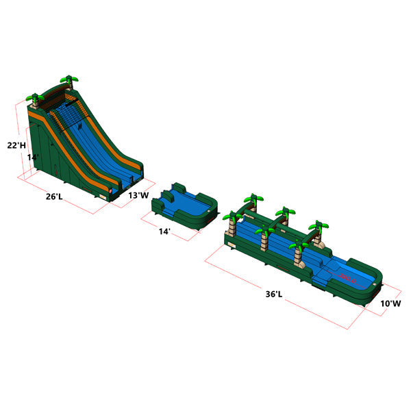 22'H Dual Lane Palm Tree Slide and Slip n Splash
