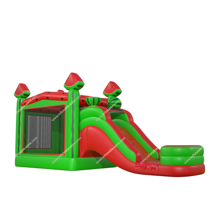 Watermelon Bouncy Castle with Water Slide - Inflatable Summer Pool Combo