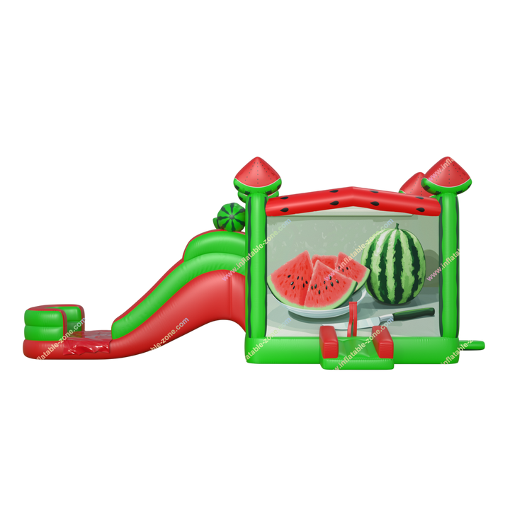 Watermelon Bouncy Castle with Water Slide - Inflatable Summer Pool Combo