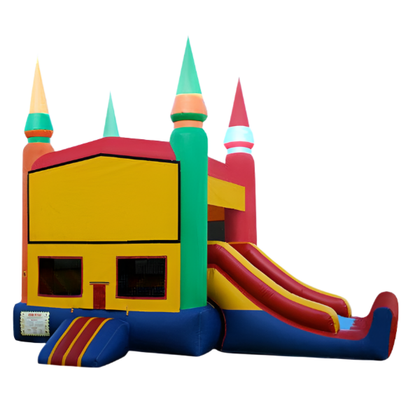 Rainbow Castle Inflatable Bouncer Combo - Digital Print Bounce House