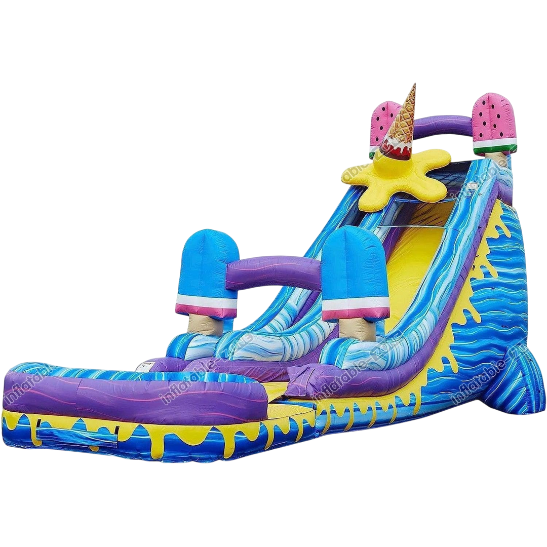 Inflatable Water Slide with Deep Pool - Fun Ice Pops Birthday Party Decor