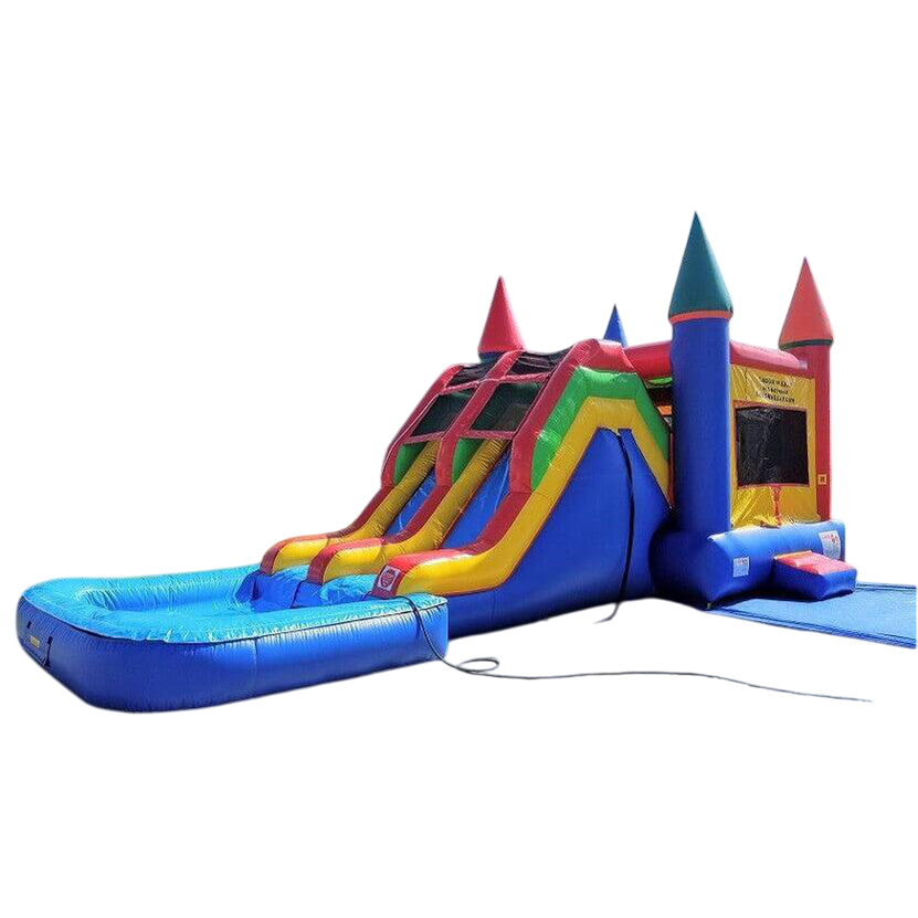 Double Lanes Inflatable Water Slide Bounce House - Durable Fun Jumpy Castle