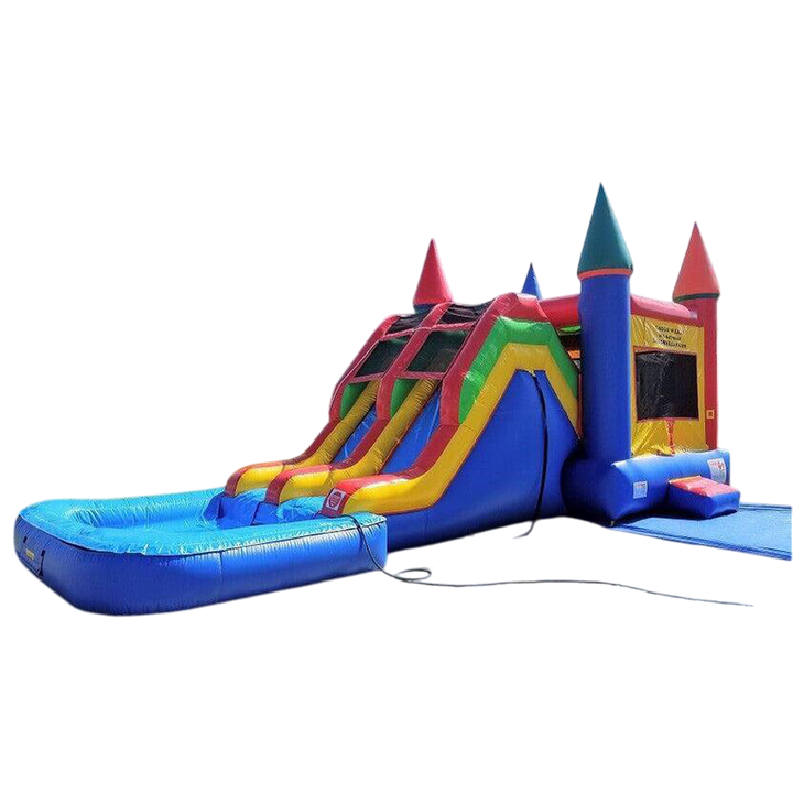 Double Lanes Inflatable Water Slide Bounce House - Durable Fun Jumpy Castle