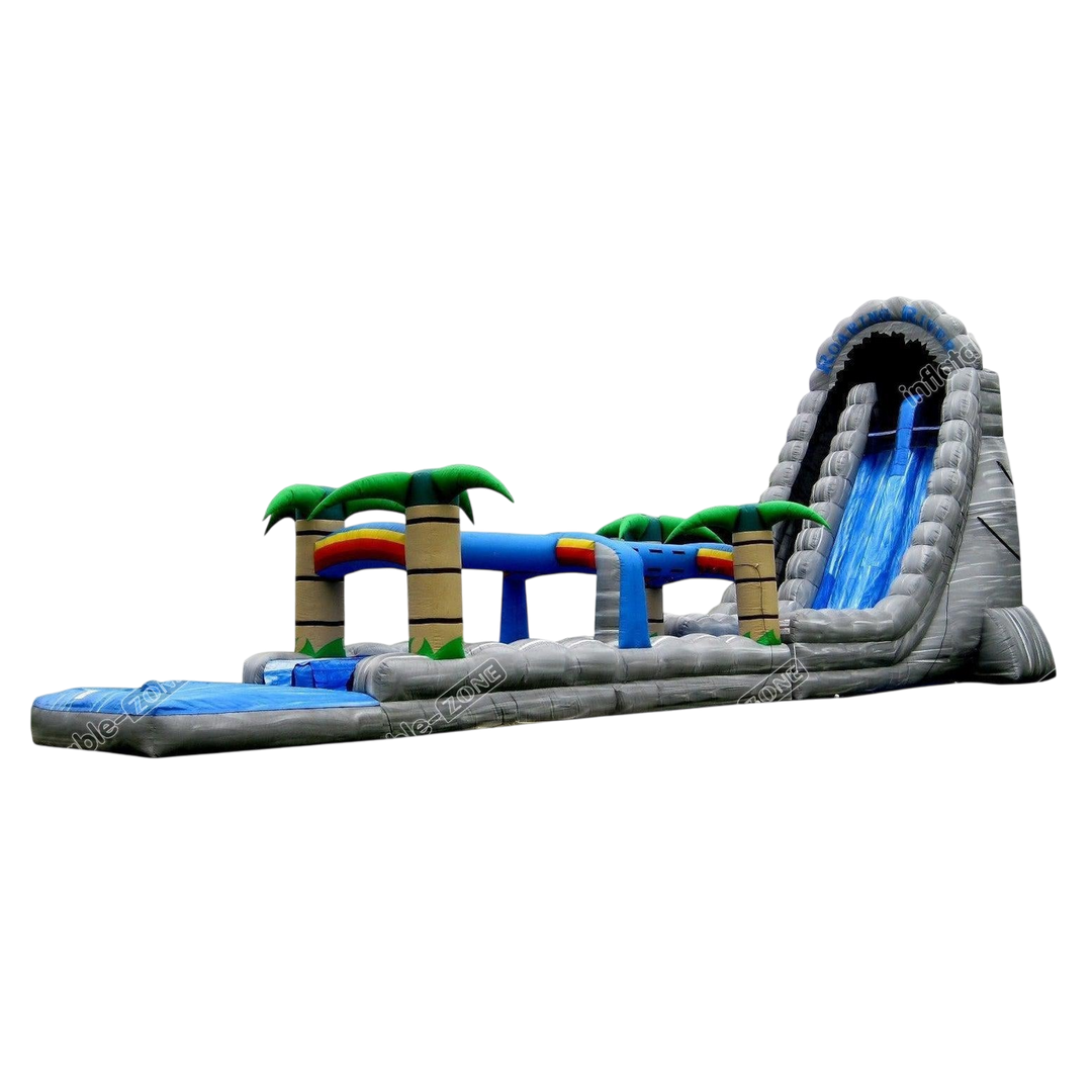 Tropical Inflatable Water Slide - Large Jumping Castle with Pool and Palm Tree Theme