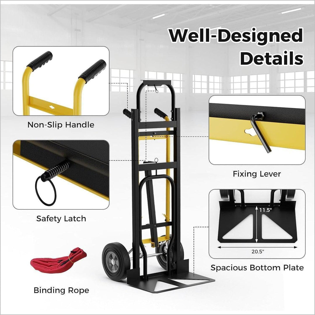 3-in-1 Convertible Hand Truck - Heavy-Duty Metal Dolly Cart with 1000 lbs Capacity