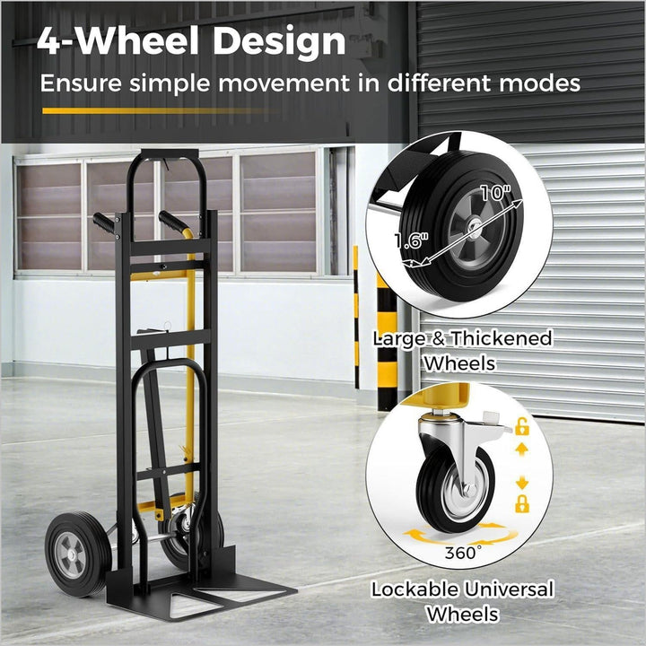 3-in-1 Convertible Hand Truck - Heavy-Duty Metal Dolly Cart with 1000 lbs Capacity