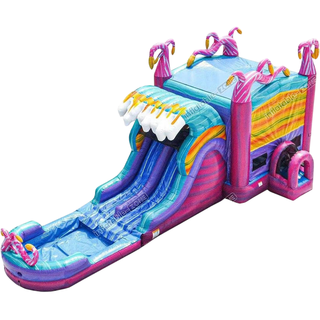 Jungle Jump Inflatable Bounce House Combo - Double Slide WetDry Bouncy Castle