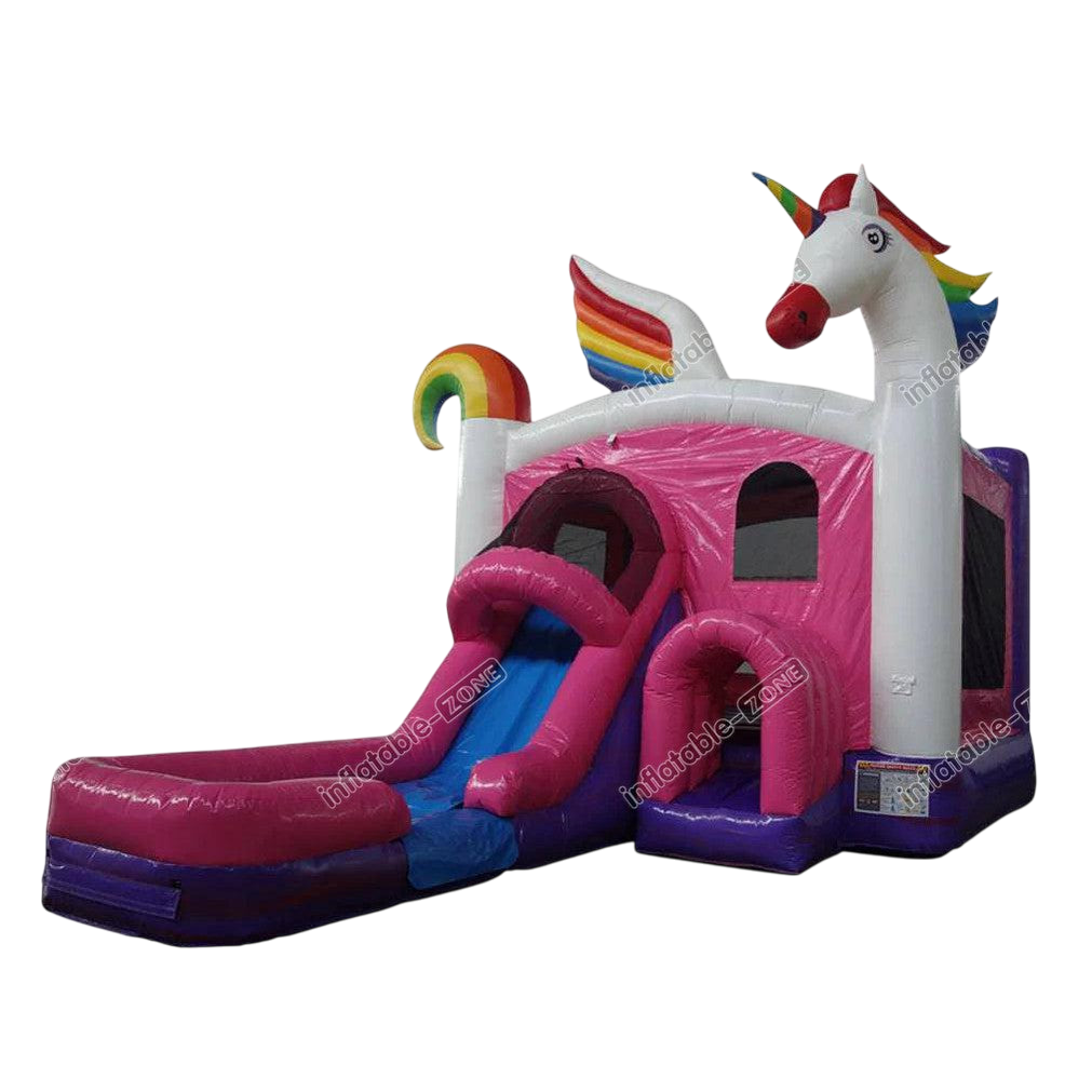 Unicorn Bouncy House Combo - 4 In 1 Inflatable Castle with Slide