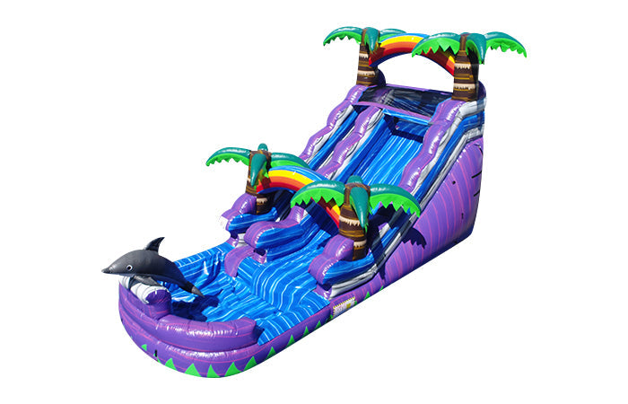 Purple Dolphin Inflatable Water Slide - 15 FT