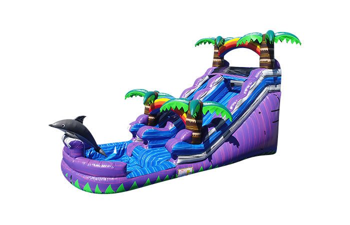 Purple Dolphin Inflatable Water Slide - 15 FT