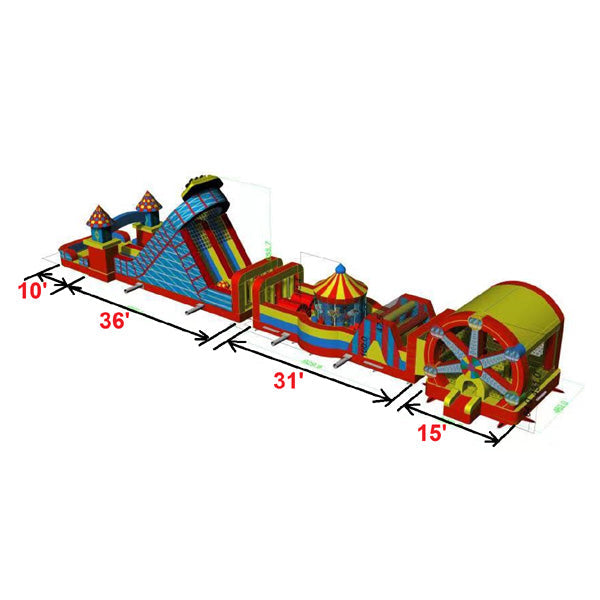 92'L Carnival Obstacle Course with Removable Pool
