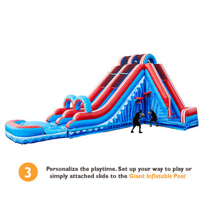 FLASH 20 FT DUAL LANE SLIDE (5 IN 1) WITH POP OUT FUN SLIP N SLIDE