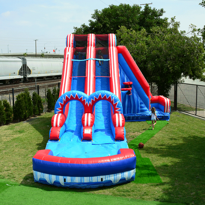 FLASH 20 FT DUAL LANE SLIDE (5 IN 1) WITH POP OUT FUN SLIP N SLIDE