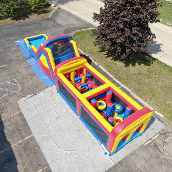 60'Lx12'H Wet n Dry Obstacle Course with Removable Pool