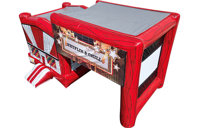 Canopy Bounce House with Projector Screen - Red Marble