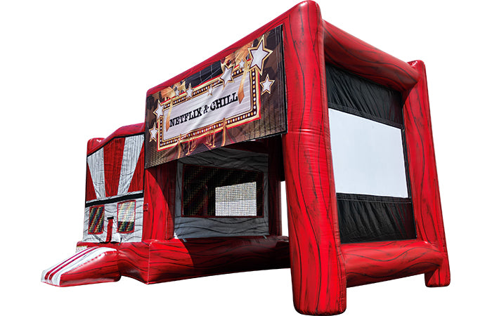 Canopy Bounce House with Projector Screen - Red Marble