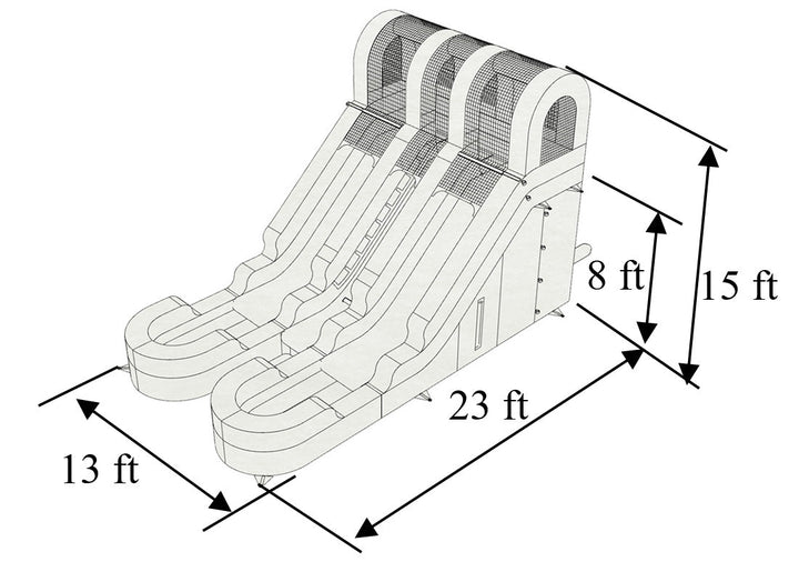 15'H Dual Lane Red n Blue Slide wet n dry