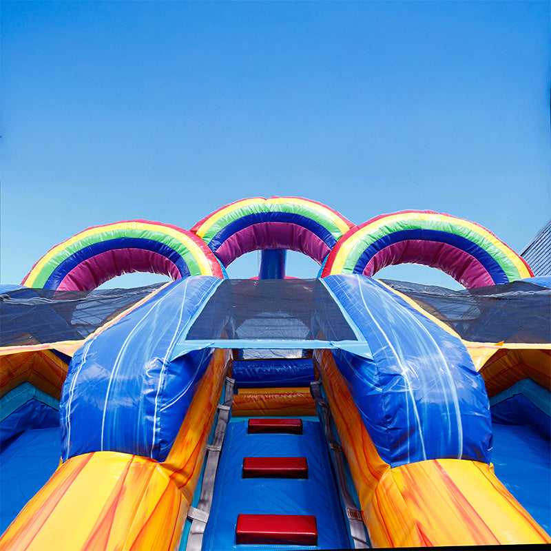 13'H Dual Lane Rainbow Water Slide with Deep Pool
