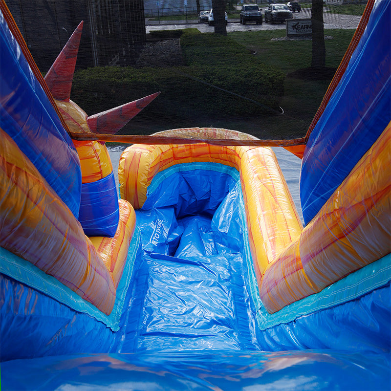 13'H Dual Lane Rainbow Water Slide with Deep Pool