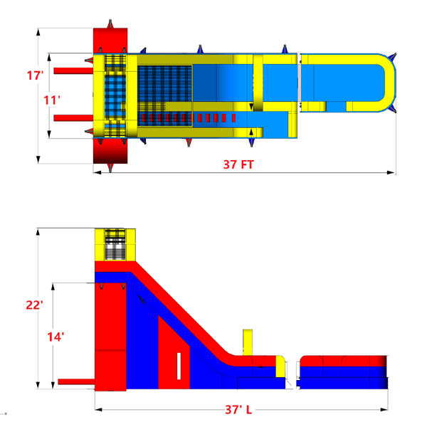 22'H Volcano Screamer Slide w/ Slip n Splash