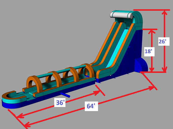 26'H Screamer Slide with Slip n Splash