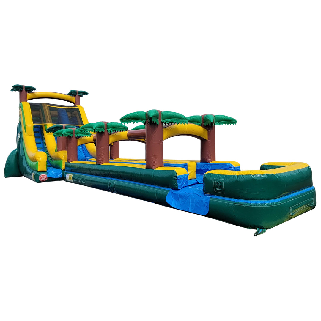 19'H 2-Lane Palm Tree Screamer Slide w/ Slip n Splash