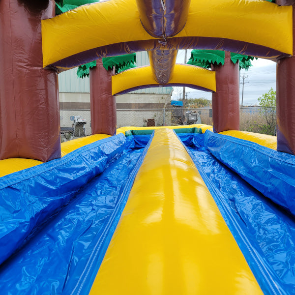 19'H 2-Lane Palm Tree Screamer Slide w/ Slip n Splash
