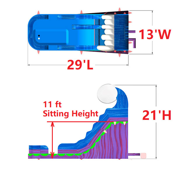 21'H Purple Slide With Pool