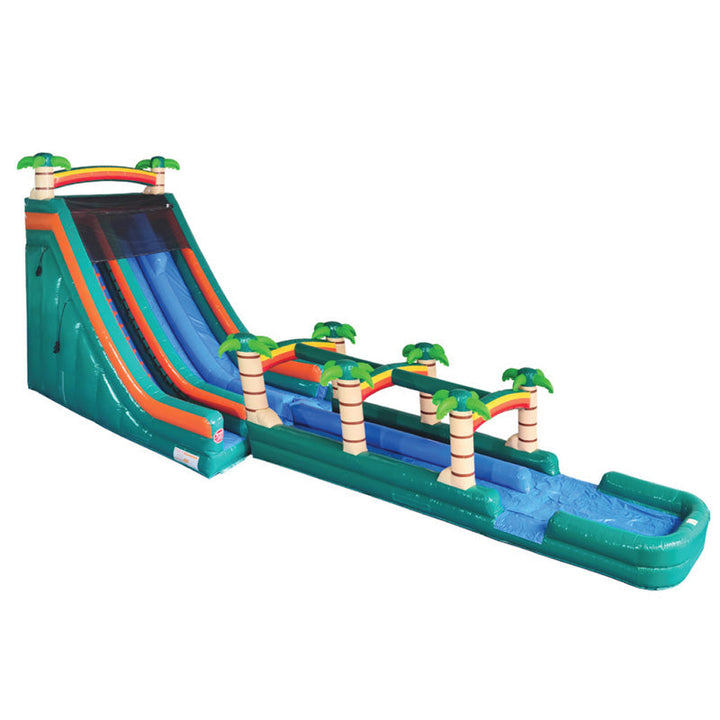 22'H Dual Lane Palm Tree Slide and Slip n Splash
