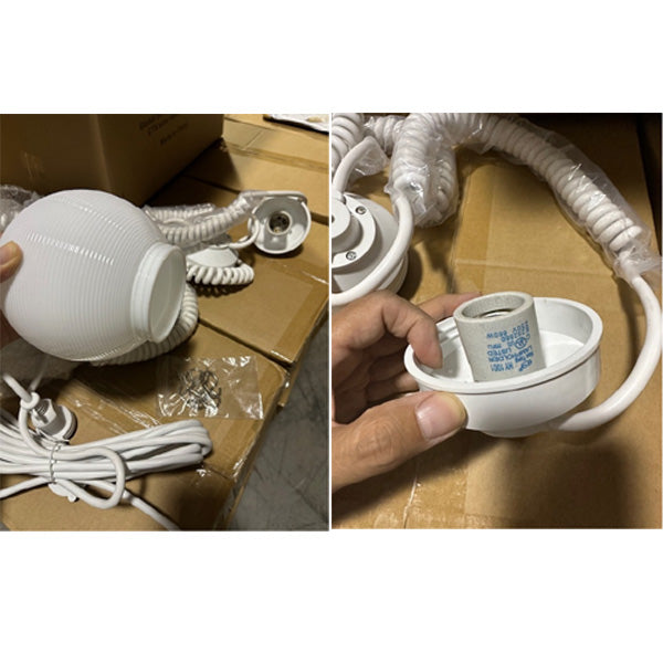 Package of (10) 8-Globe Light Set - White Globes with White Curly String Cords