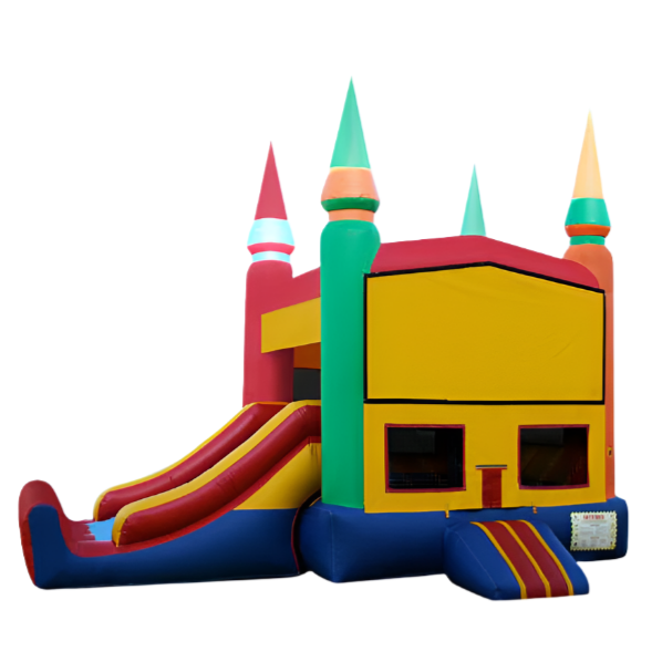 Rainbow Castle Inflatable Bouncer Combo - Digital Print Bounce House