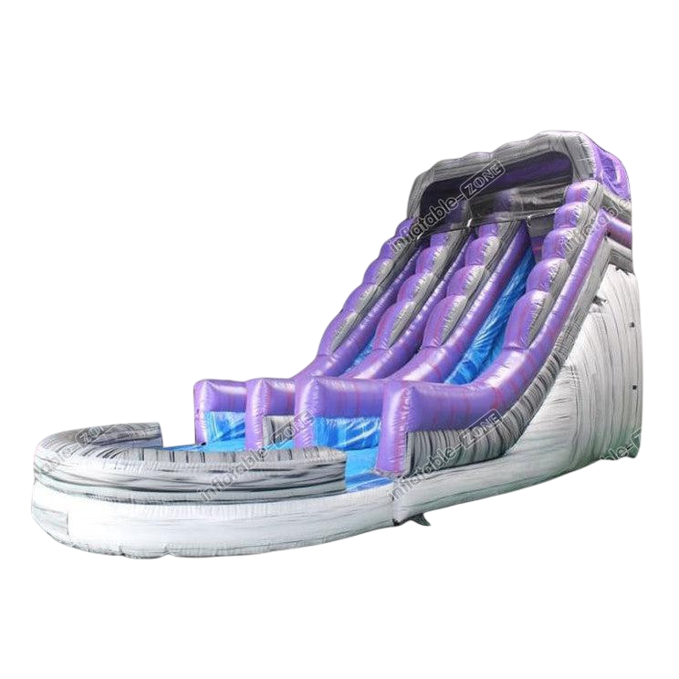 Purple Rush Dual Lane Inflatable Water Slide with Pool - Backyard Party Fun