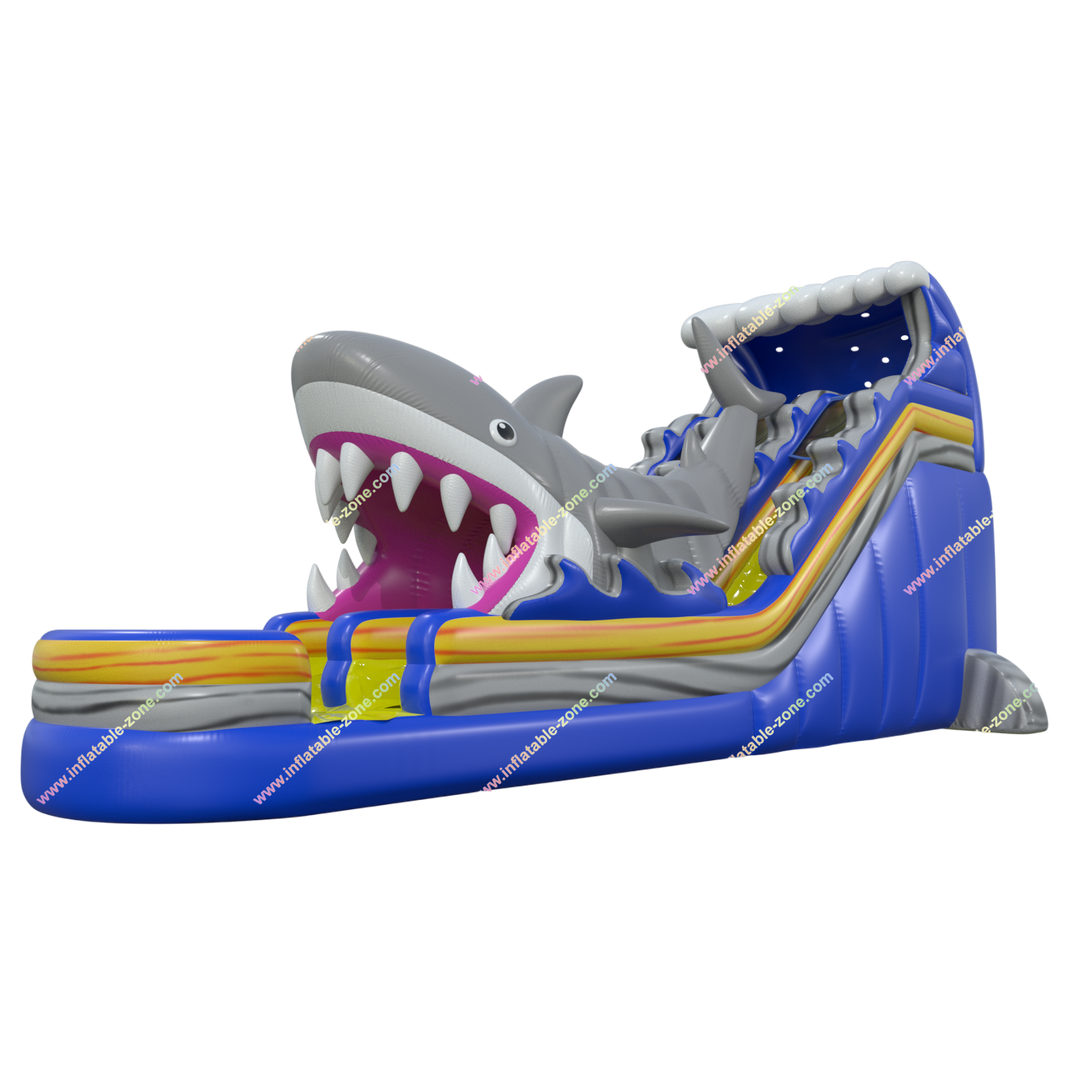 Giant Shark Dual Lane Inflatable Water Slide - Fun Pool Slide for Summer Entertainment