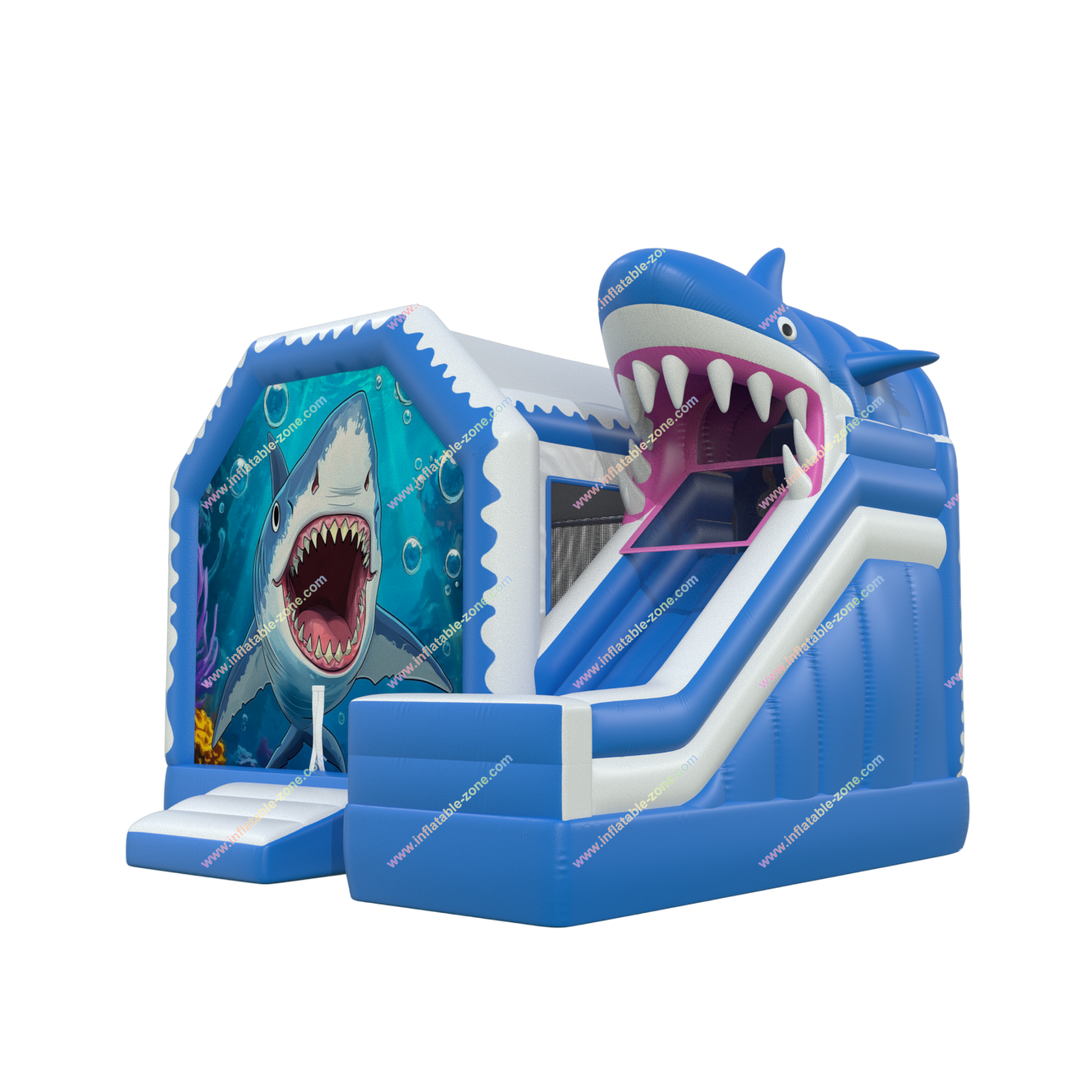 Shark Inflatable Bounce House Combo - Fun Water Slide Castle for Kids Events