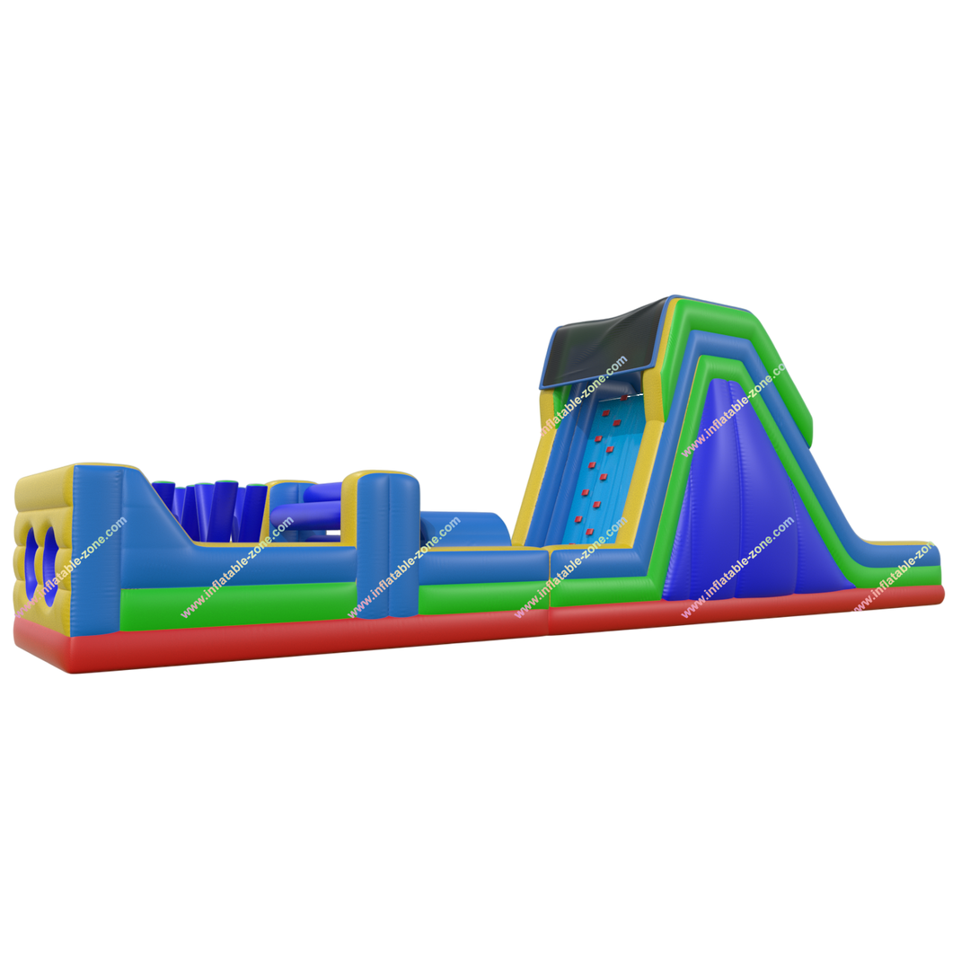 Rainbow Inflatable Obstacle Course - Commercial Retro Rock Climb Slide