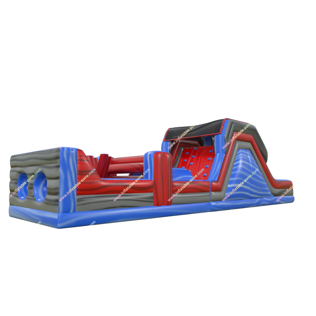 Happy Hop Inflatable Obstacle Course - Double Lane Slide Rock Wall Bouncer