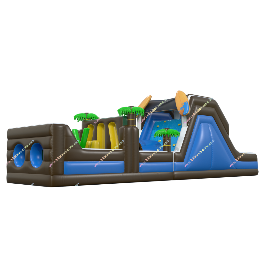 Inflatable Tropical Adventure Obstacle Course - Palm Tree Slide Tunnel