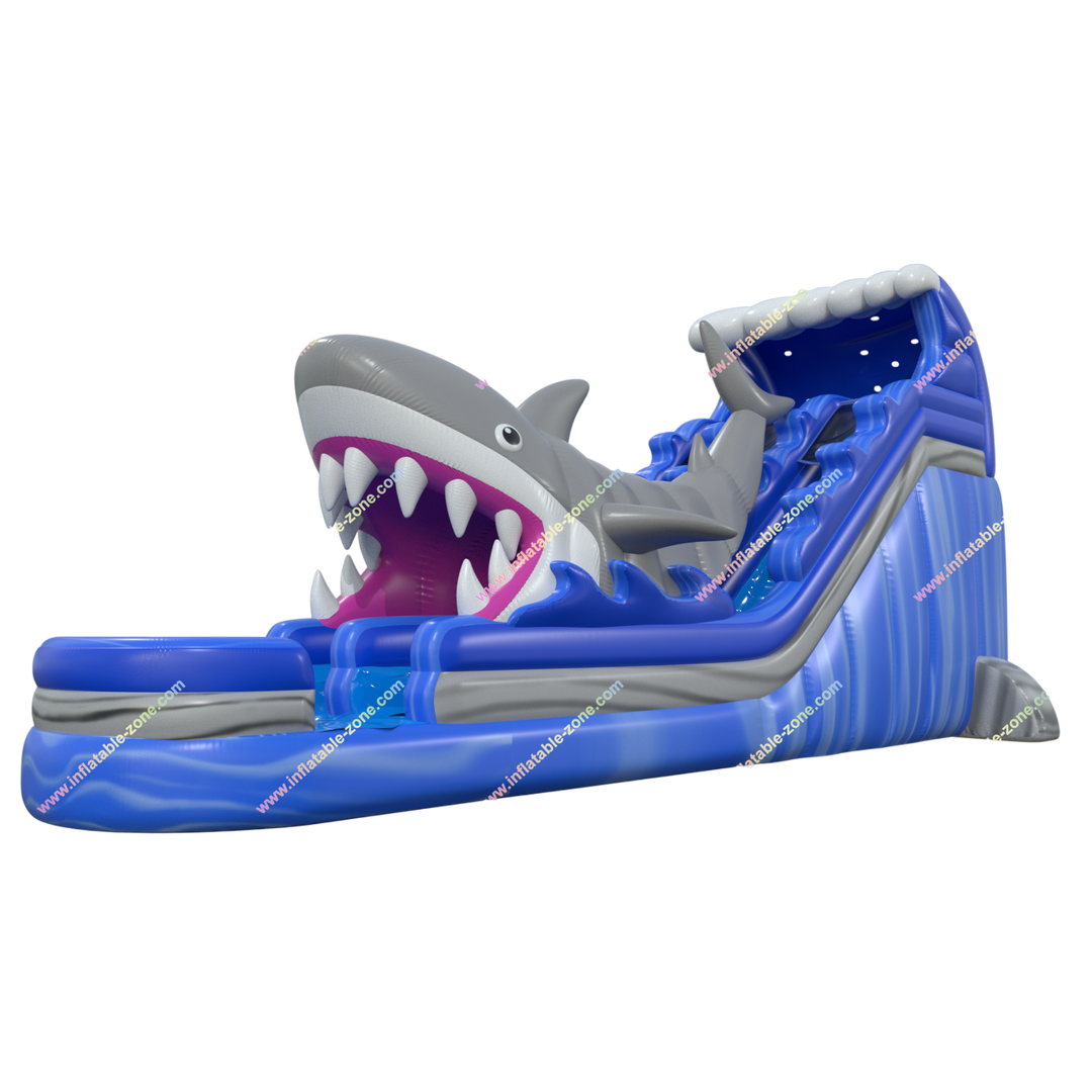 Backyard Shark Inflatable Waterslide - Fun Commercial Water Park Swimming Pool Slide