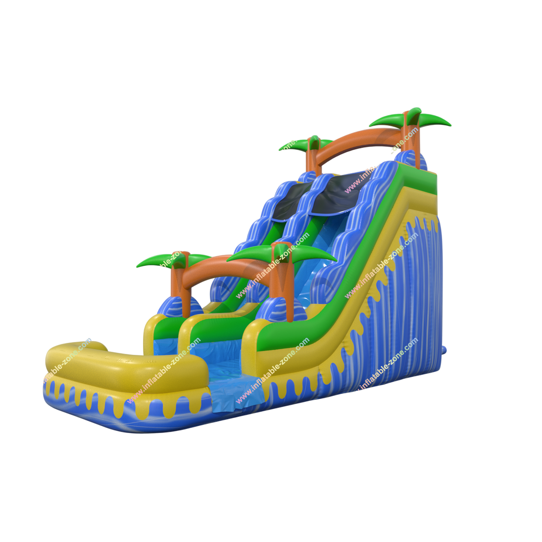 Inflatable Tropical Wave Slide - Large Backyard Water Play Waterslide