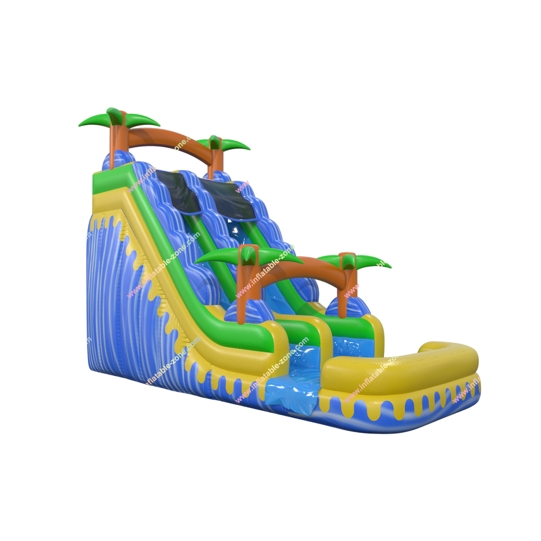 Inflatable Tropical Wave Slide - Large Backyard Water Play Waterslide