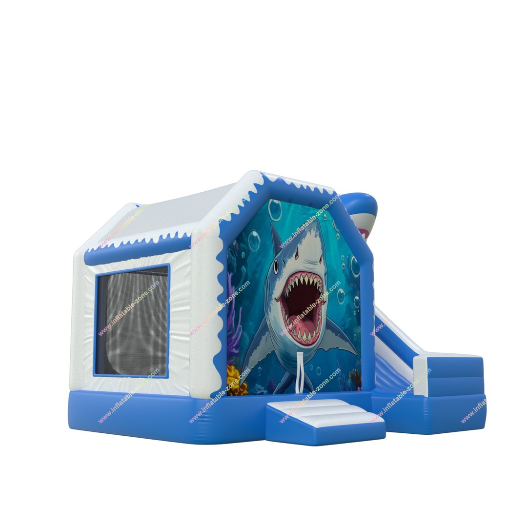 Shark Inflatable Bounce House Combo - Fun Water Slide Castle for Kids Events