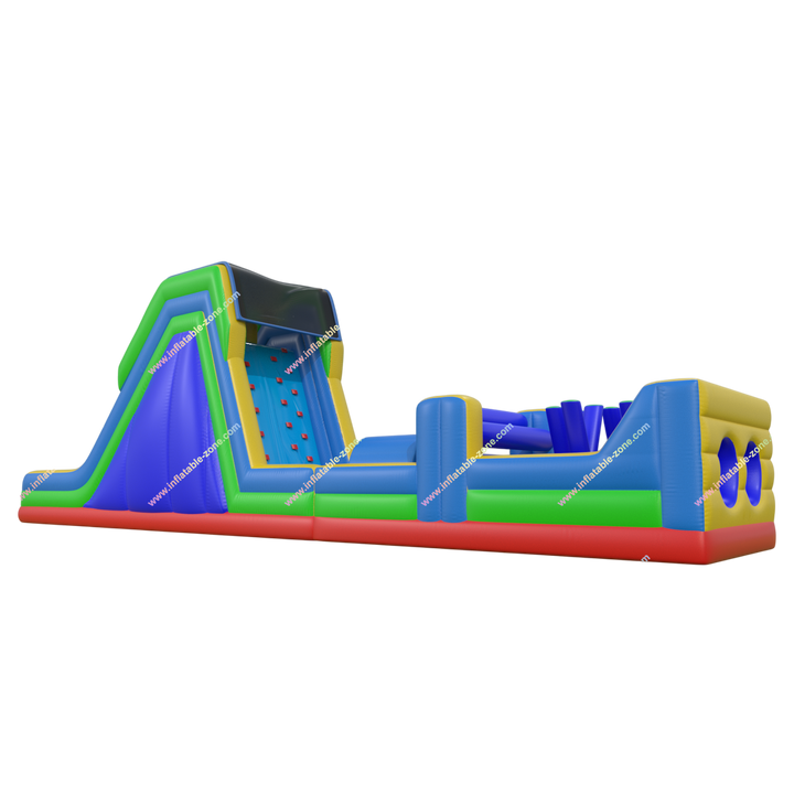 Rainbow Inflatable Obstacle Course - Commercial Retro Rock Climb Slide