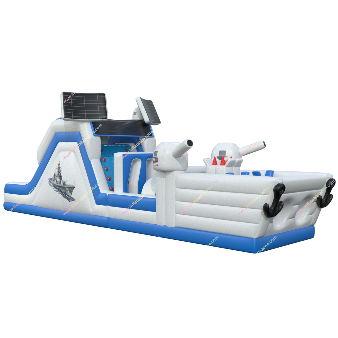 Patriotic Inflatable Obstacle Course - Backyard Battleship Adventure