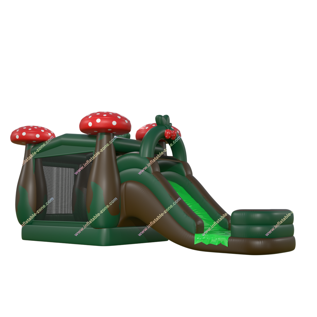 Mushroom-Themed Inflatable Water Slide - Bounce House Combo for Party Rentals