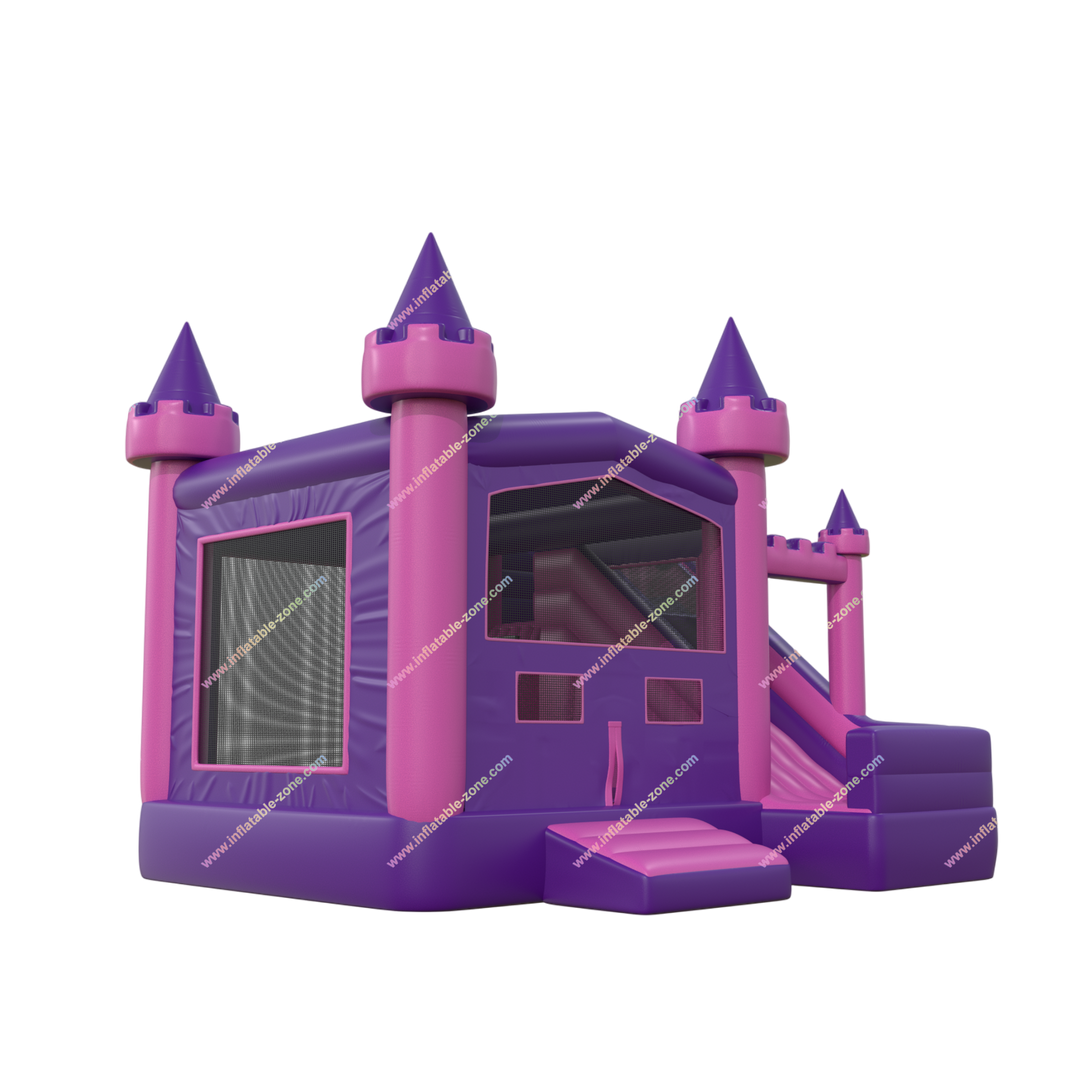 Pink and Purple Inflatable Bounce House with Slide - Fun Combo Bouncy Castle for Kids