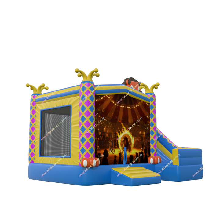 Clown  Circus Combo Slide Bounce House - Large Inflatable Jumping Castle for Parties