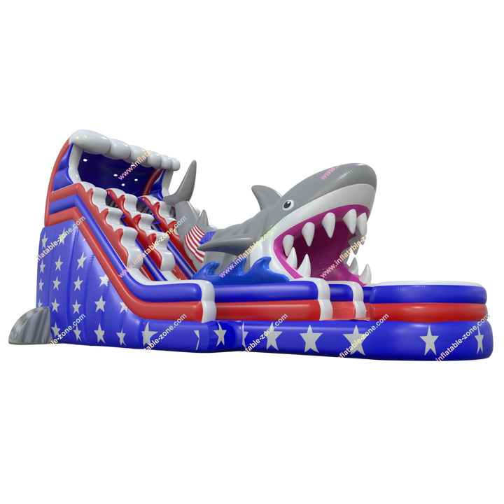 Shark with American Flag Dual Lane (20') Water Slide