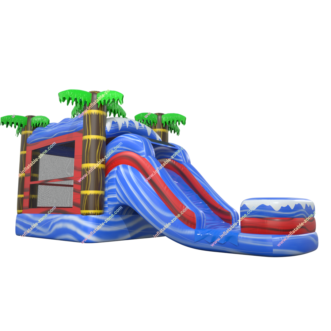 Palm Tree Bounce House with Slide - Inflatable Combo Bouncy Castle for Kids