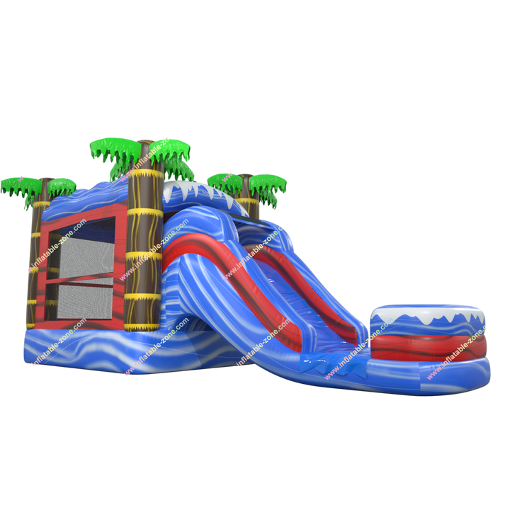 Palm Tree Bounce House with Slide - Inflatable Combo Bouncy Castle for Kids